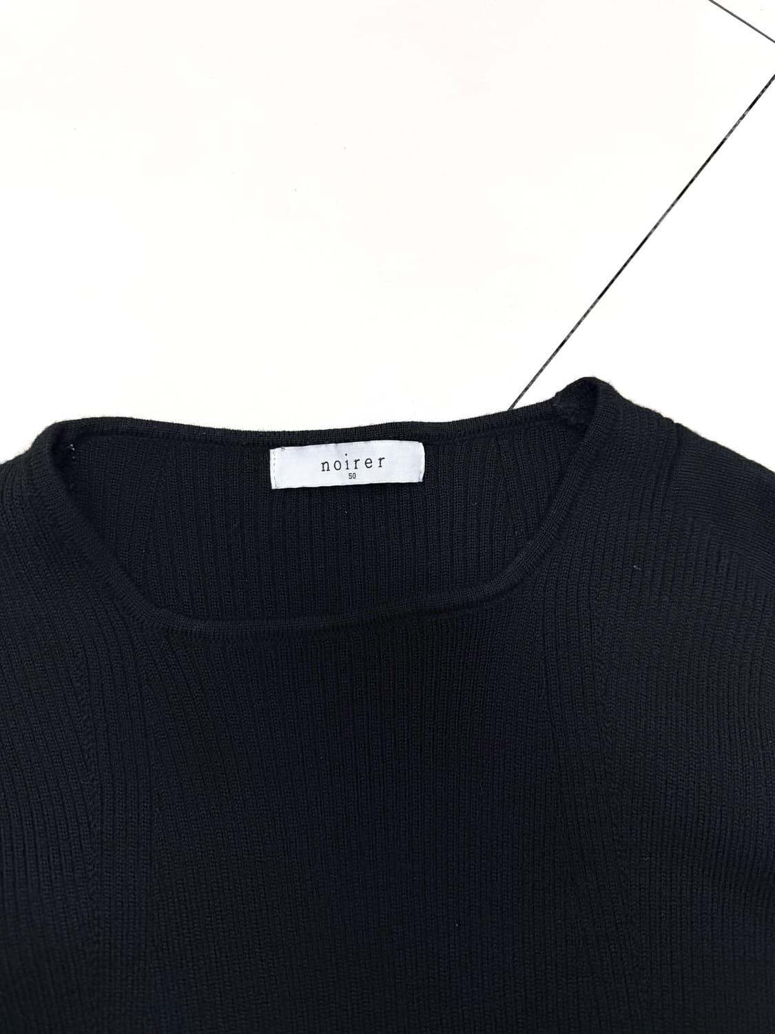 Noirer 노이어 머슬핏 니트 반팔 티셔츠 블랙 상품이미지3