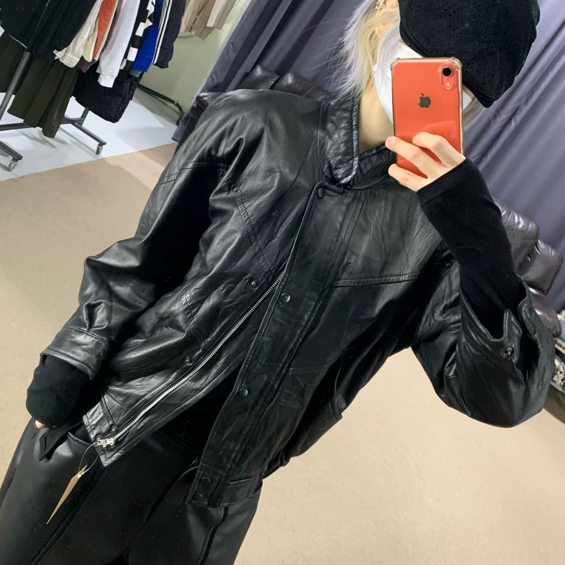 미스 끌로에 봄버 레더자켓 양가죽 쉽스킨 리얼레더 여성 40 상품이미지1