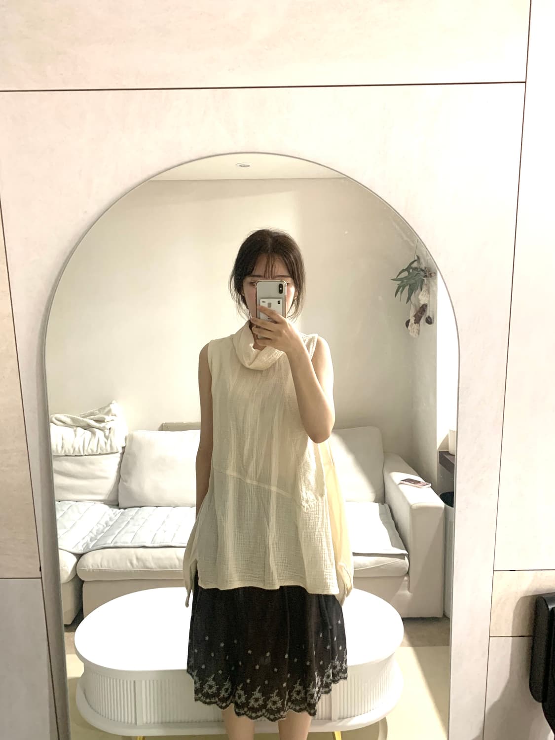 일본빈티지 코코모리 언발 후드가디건 슬리브리스 세트 상품이미지4