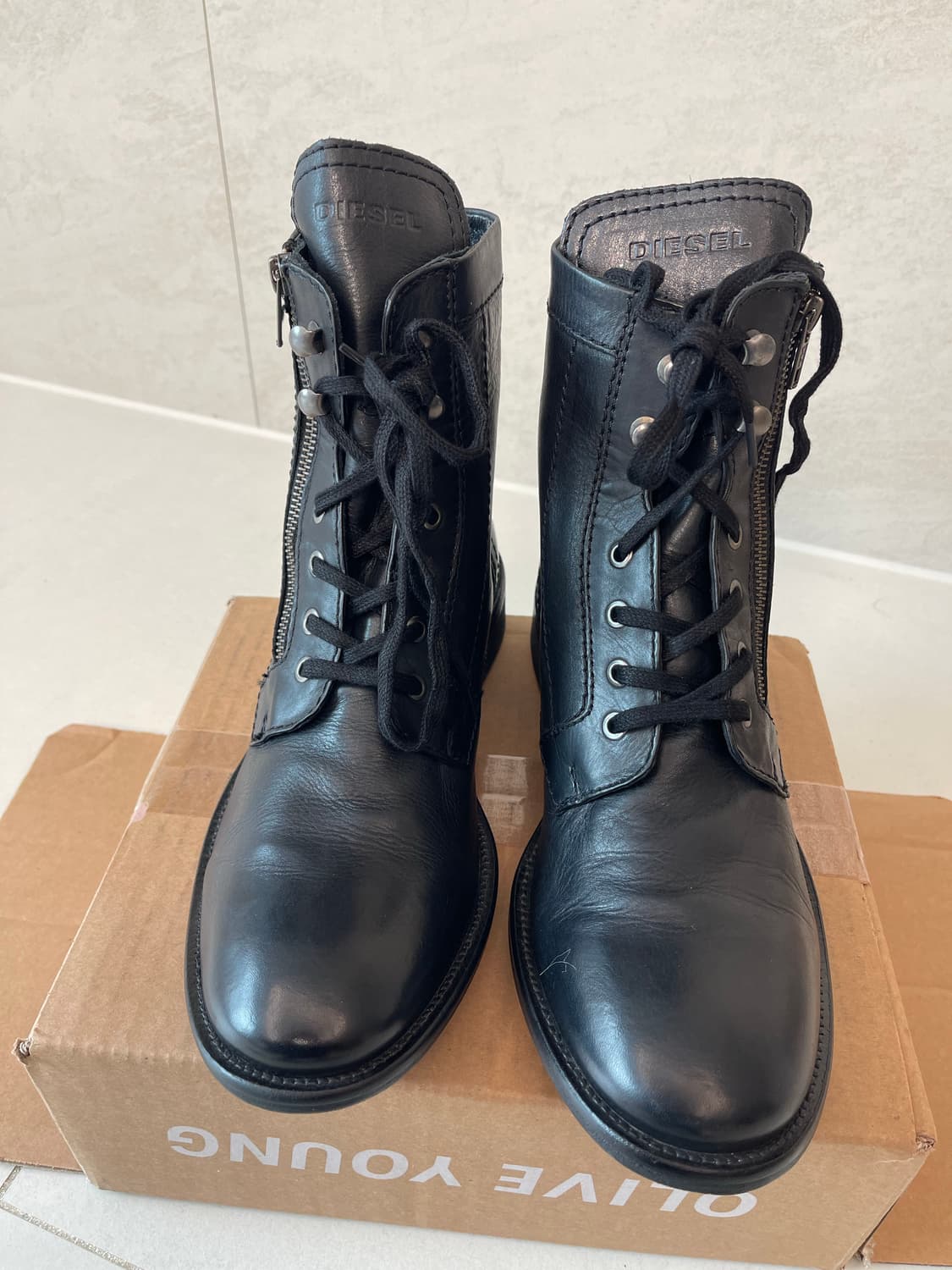 디젤(Diesel) The pit 가죽 집업 부츠 블랙43(280) 상품이미지1