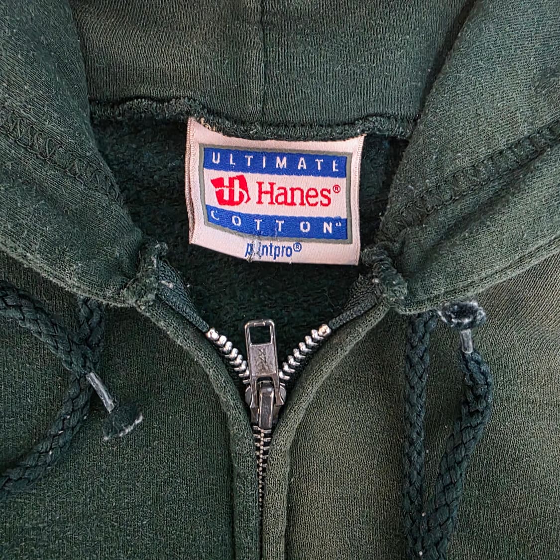 [XL] 00-90s 빈티지 헤인즈 페이드 트래쉬드 그린 후드집업 상품이미지7