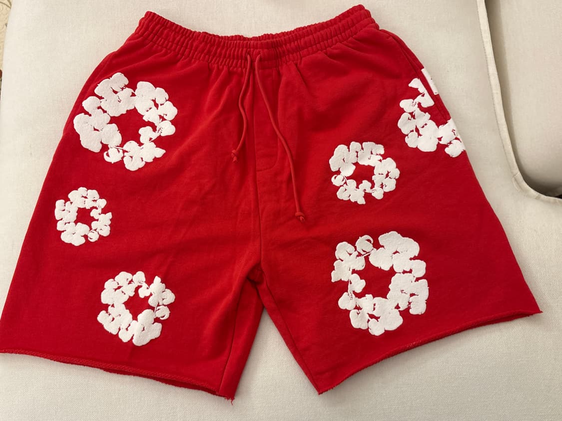 데님티어스 스웻팬츠 반바지 레드 XL 상품이미지1