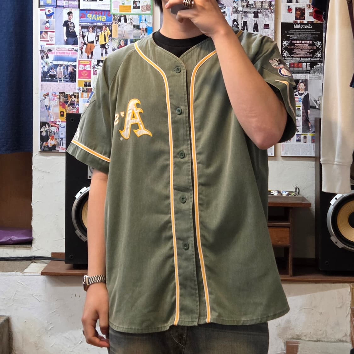 90S 스타터 X MLB 오클랜드 코튼 유니폼 반팔 셔츠 상품이미지2