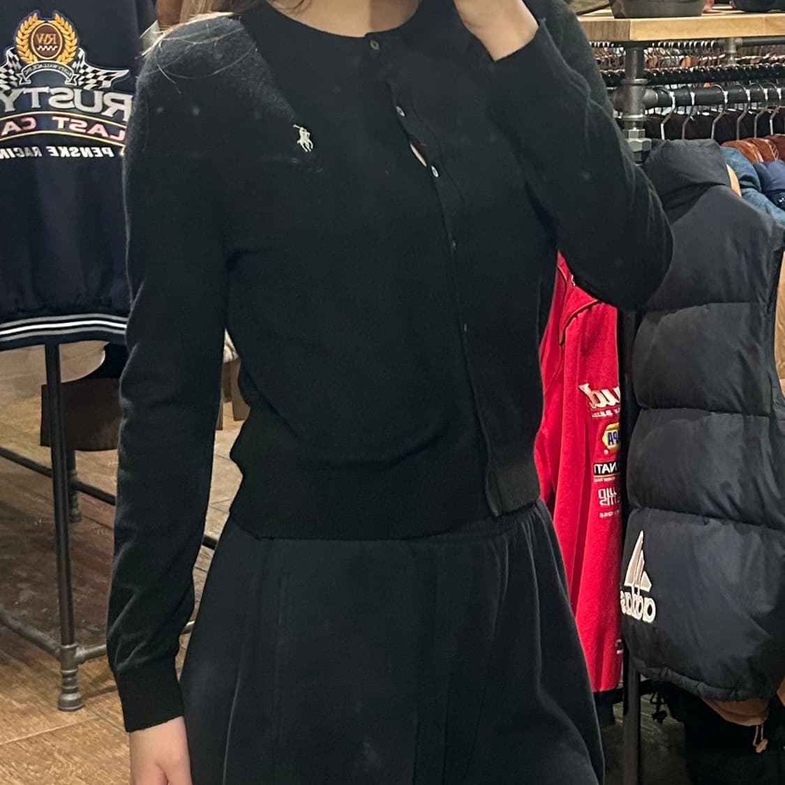 [HI] 폴로 니트 가디건 블랙 상품이미지4