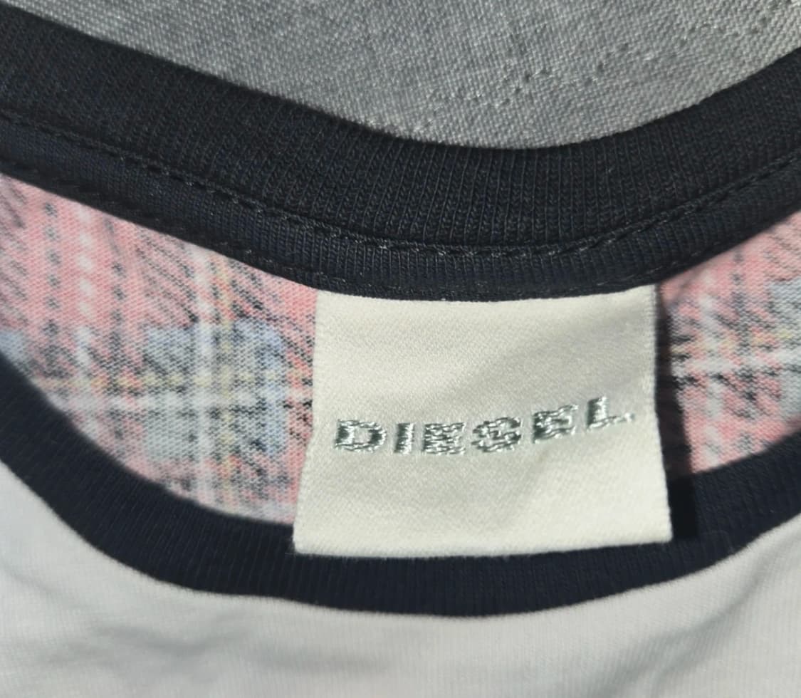 Diesel 디젤 타탄 체크 배색 반팔티셔츠 S 상품이미지5