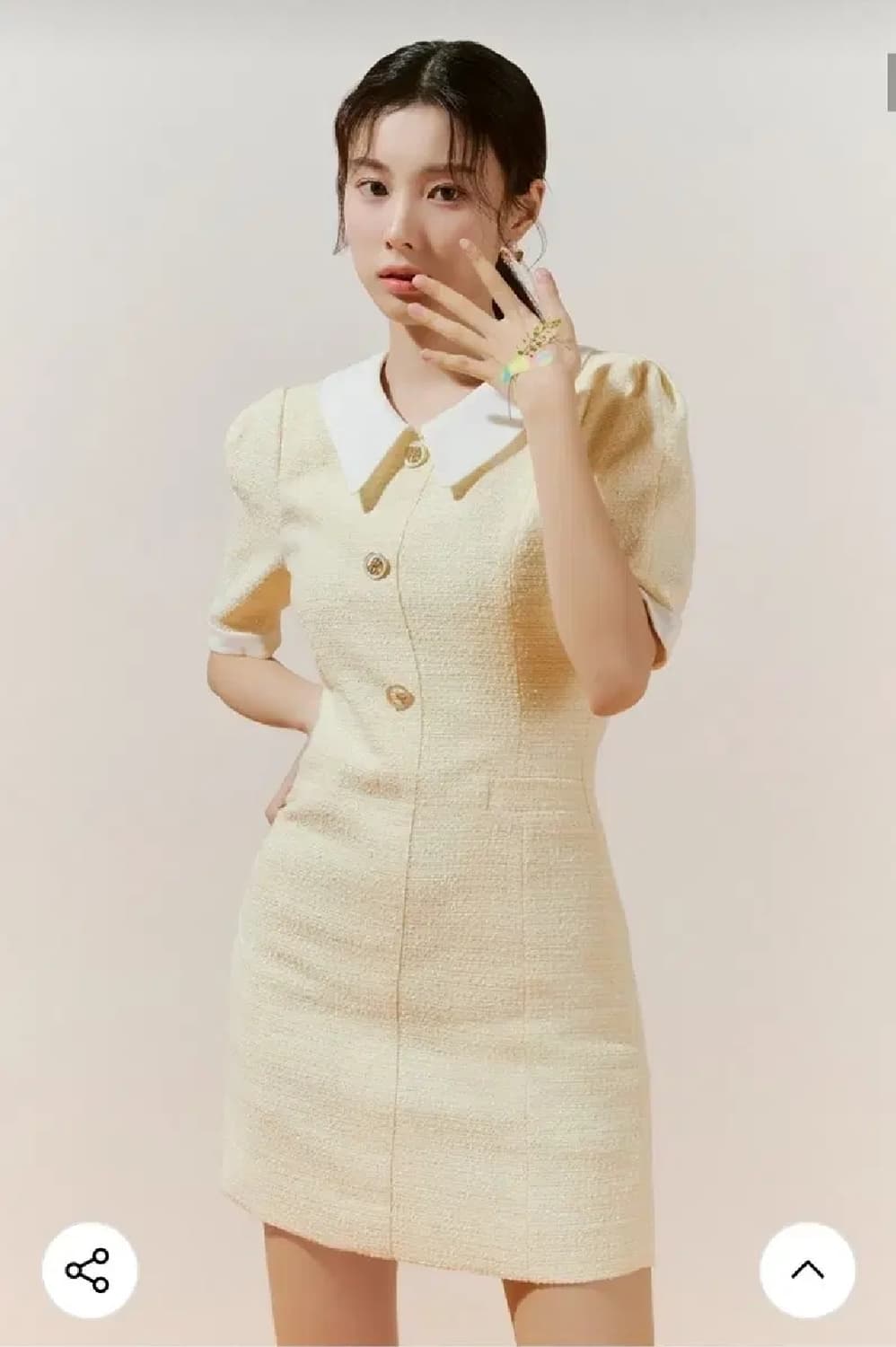 로엠 트위드 배색 카라 원피스 옐로우 M 상품이미지2