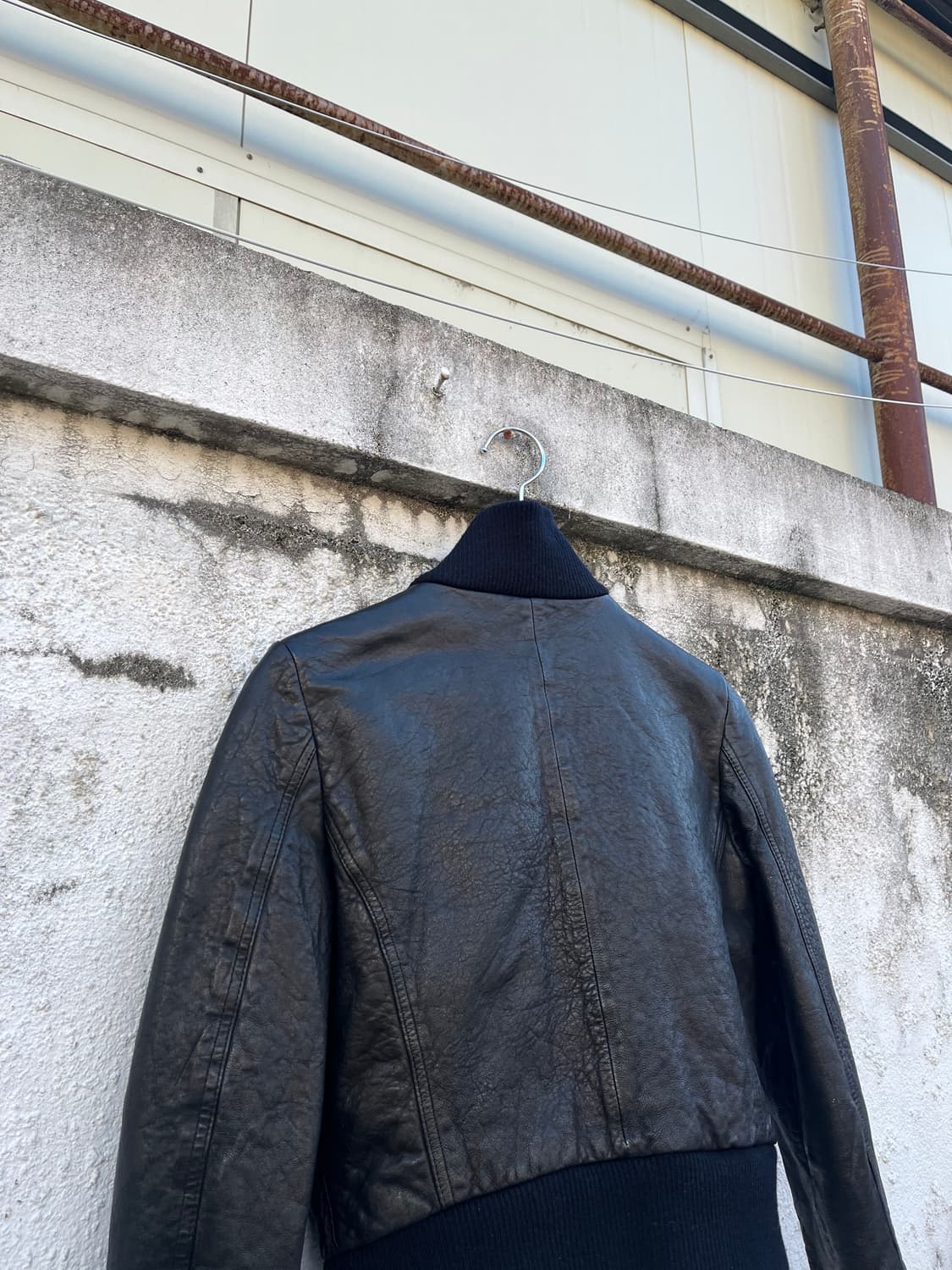 Vintage 하이넥 크롭 레더 자켓  상품이미지4