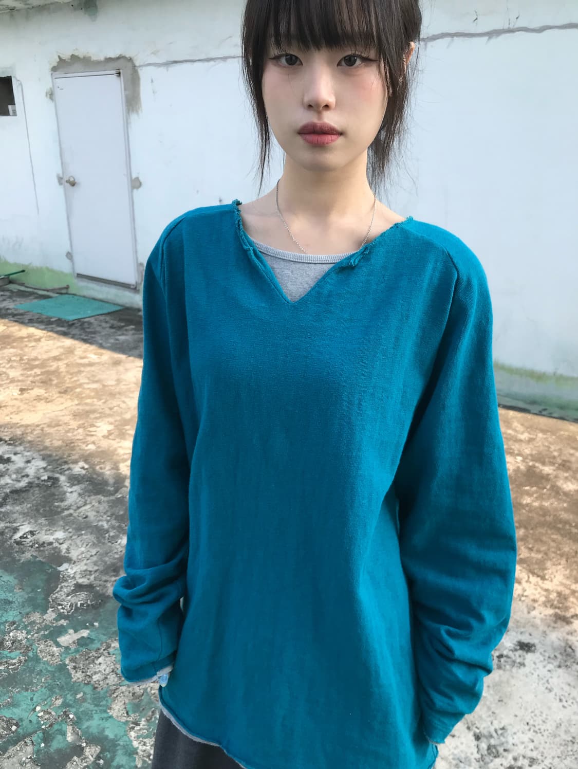 Global Work 블루 레이어드 맨투맨 티셔츠 상품이미지6