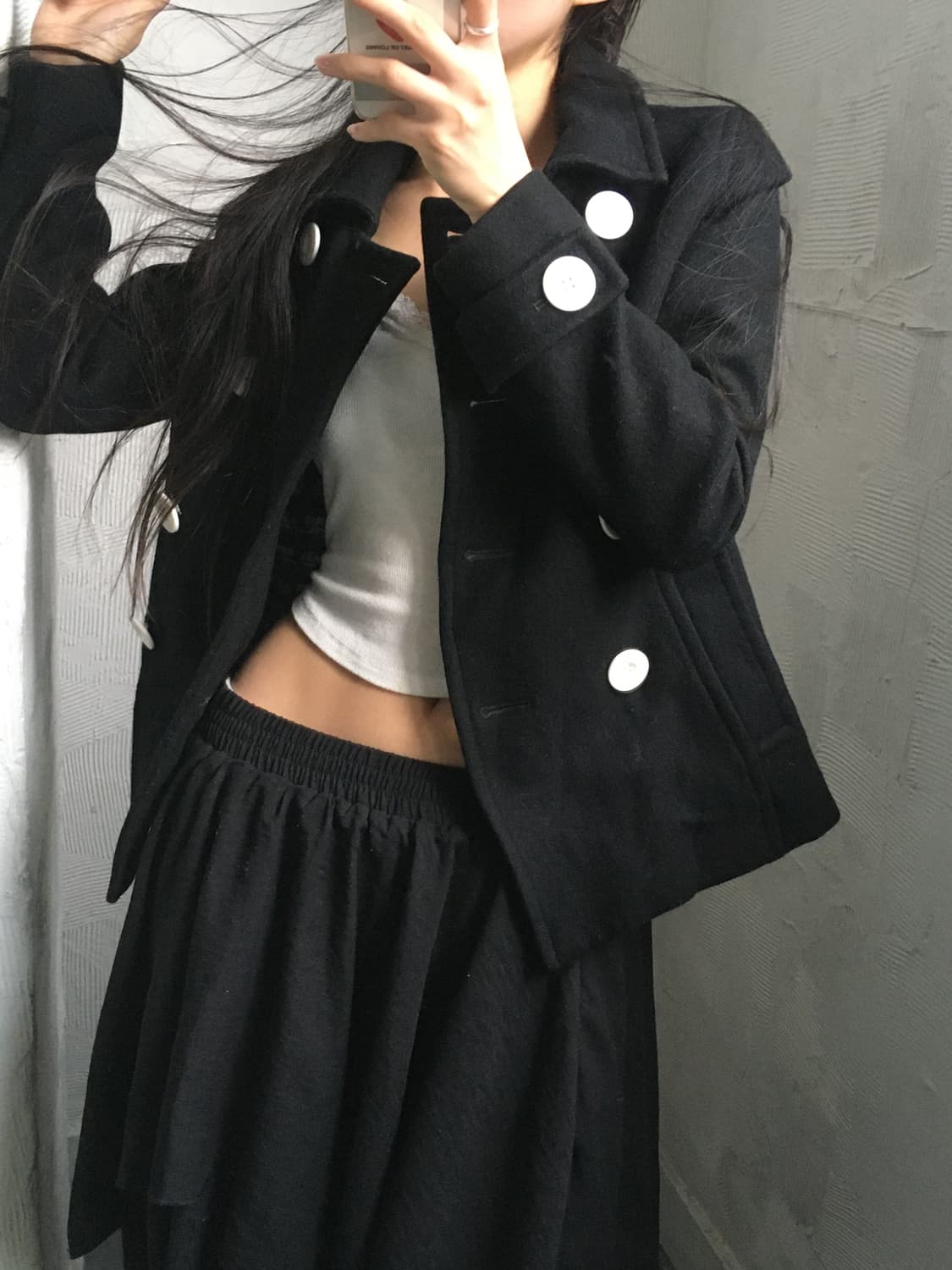 Courreges 꾸레쥬 블랙 더블 피코트  상품이미지1