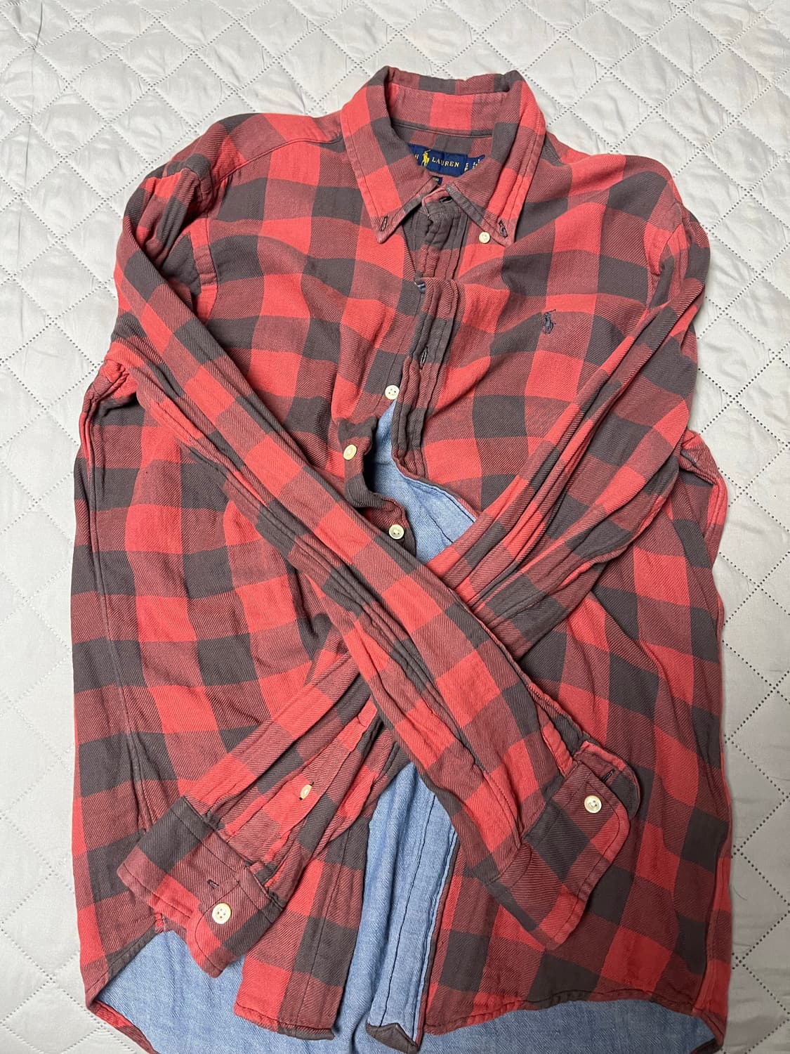 폴로 정품 레드체크셔츠 클래식핏 s  상품이미지3