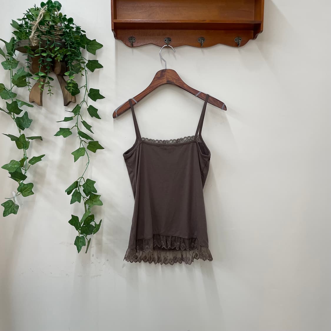 여리 라떼갸루 페어리 모카브라운 레이스 슬립 나시탑 상품이미지4