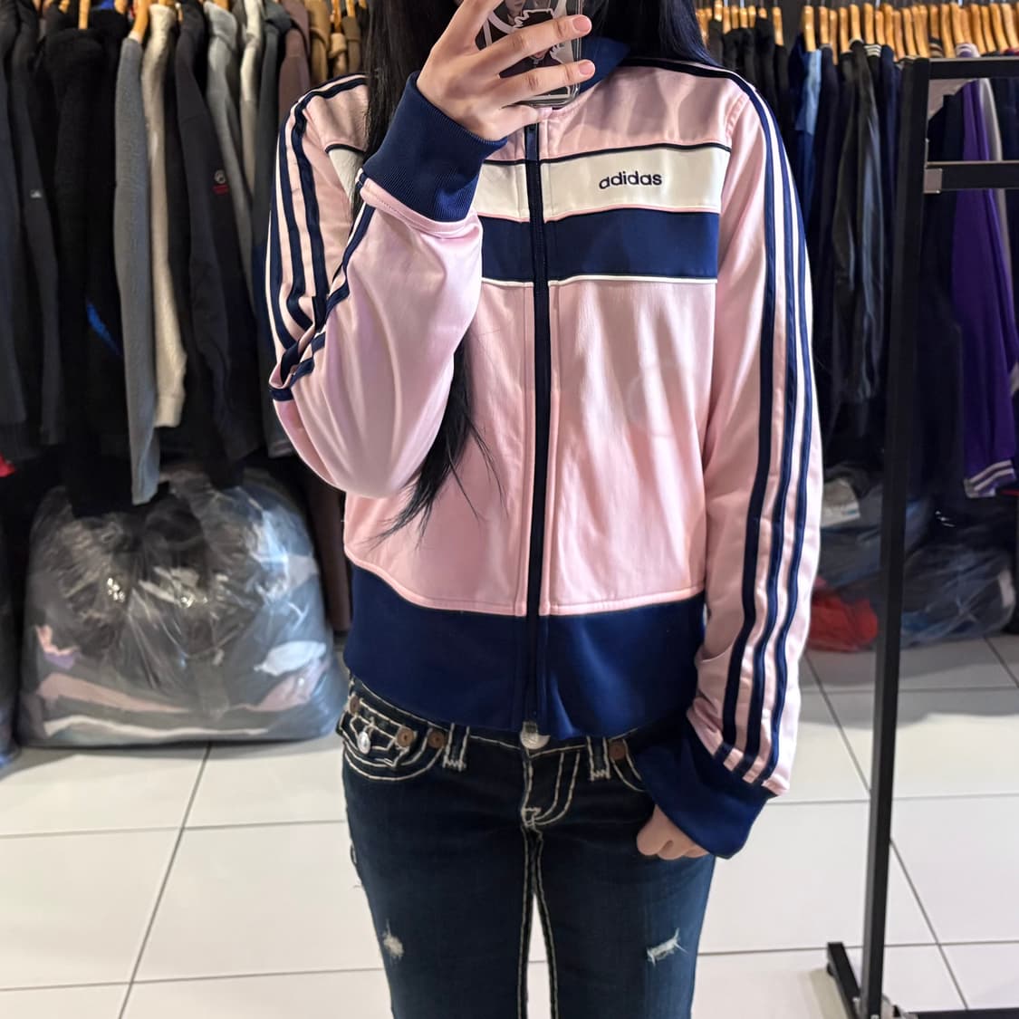아디다스 연핑크 네이비 희귀 트랙탑 져지 상품이미지1