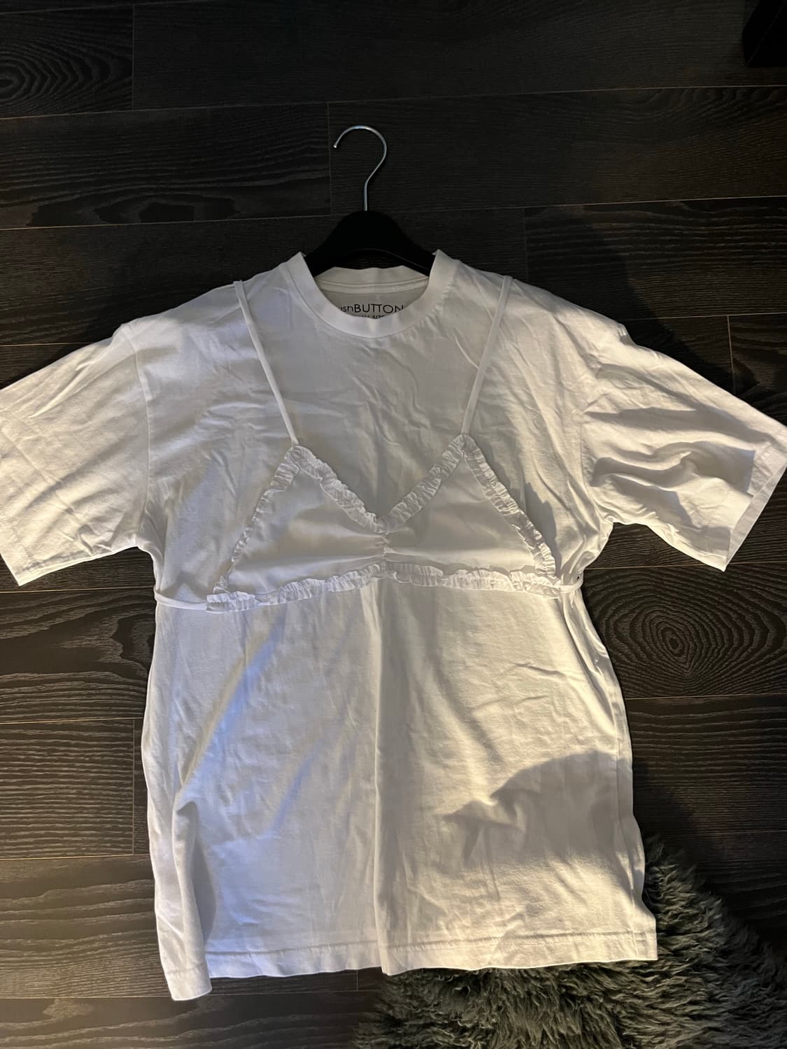 Pushbutton Frilled Bra Point T-Shirt w 상품이미지3