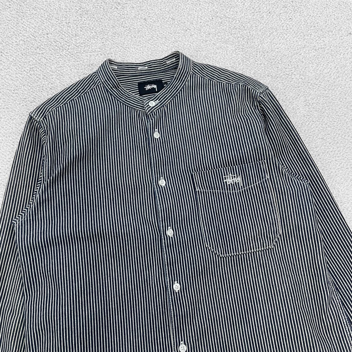 스투시 Stussy 차이나 카라 스트라이프 데님 셔츠 상품이미지2