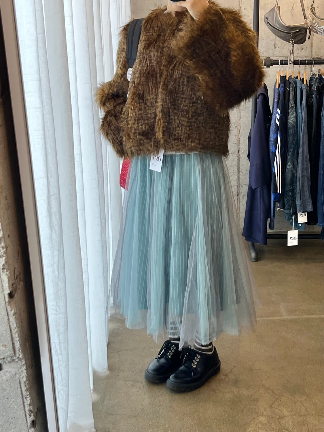 트리플 레이어 튤 스커트 블루 상품이미지5