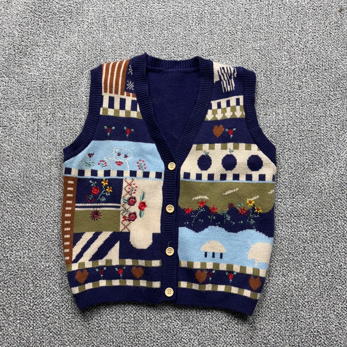 빈티지 패턴 니트 조끼 상품이미지1