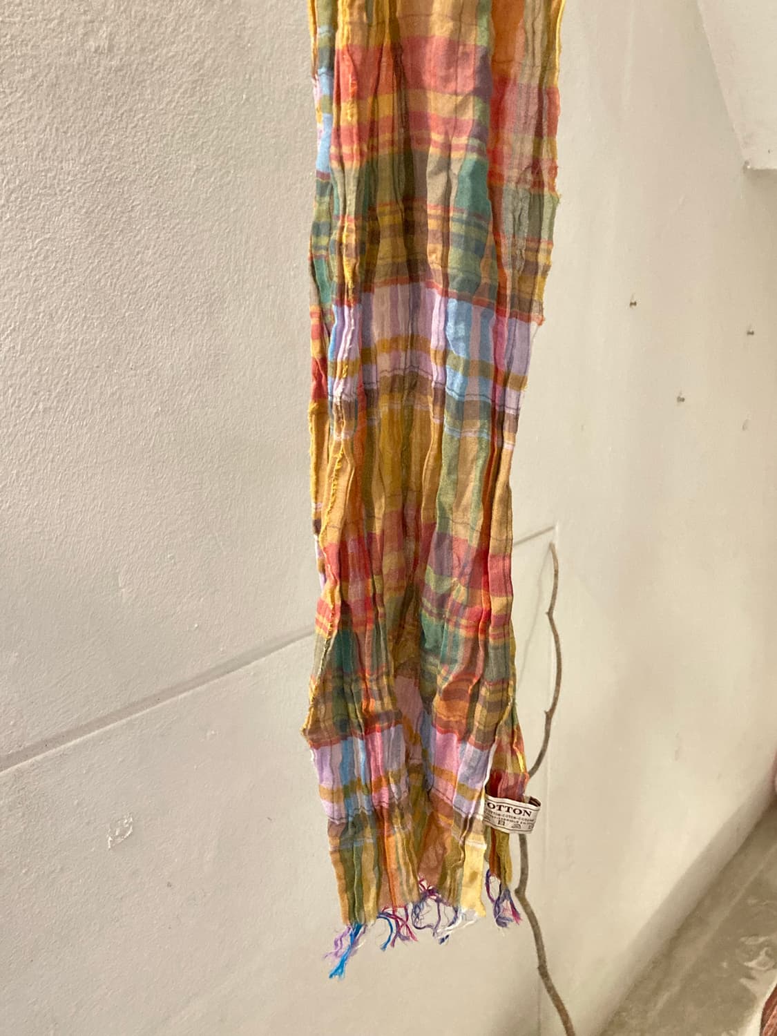 빈티지 레인보우 주름 체크 머플러 상품이미지3