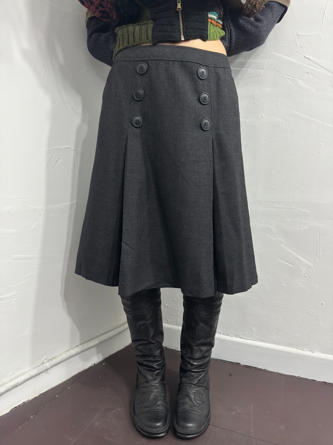 button midi skirt 상품이미지1