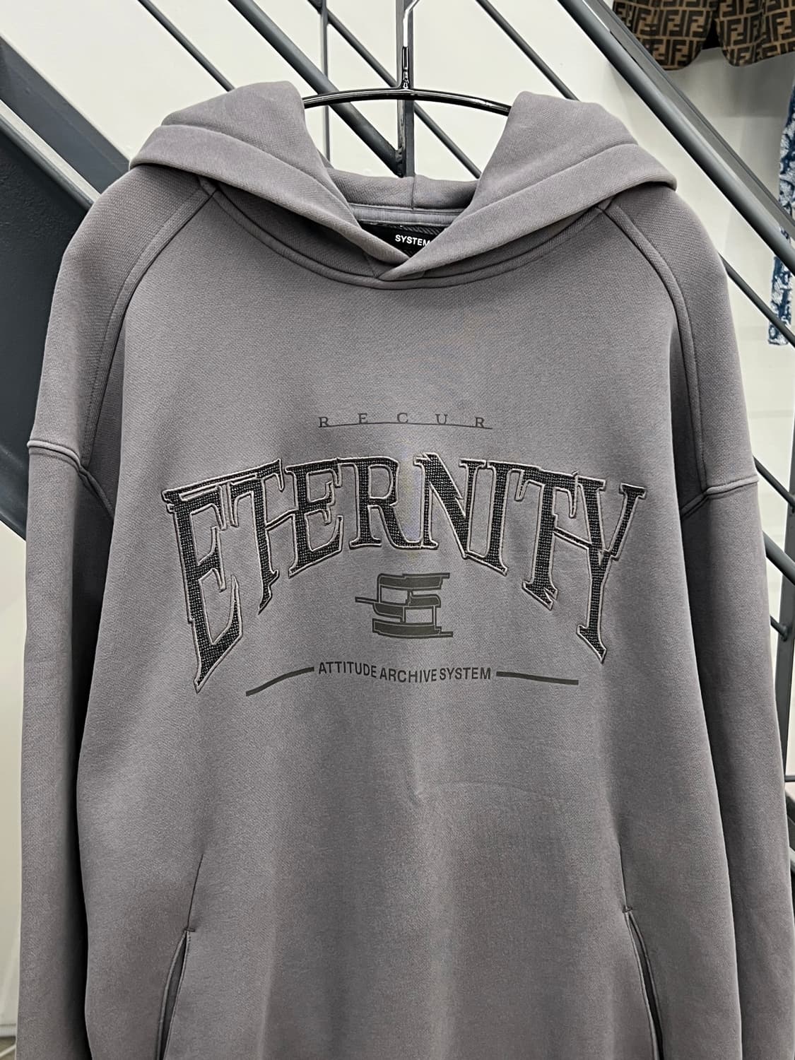 시스템옴므 자수/프린팅 오버핏 후드 티셔츠 상품이미지2