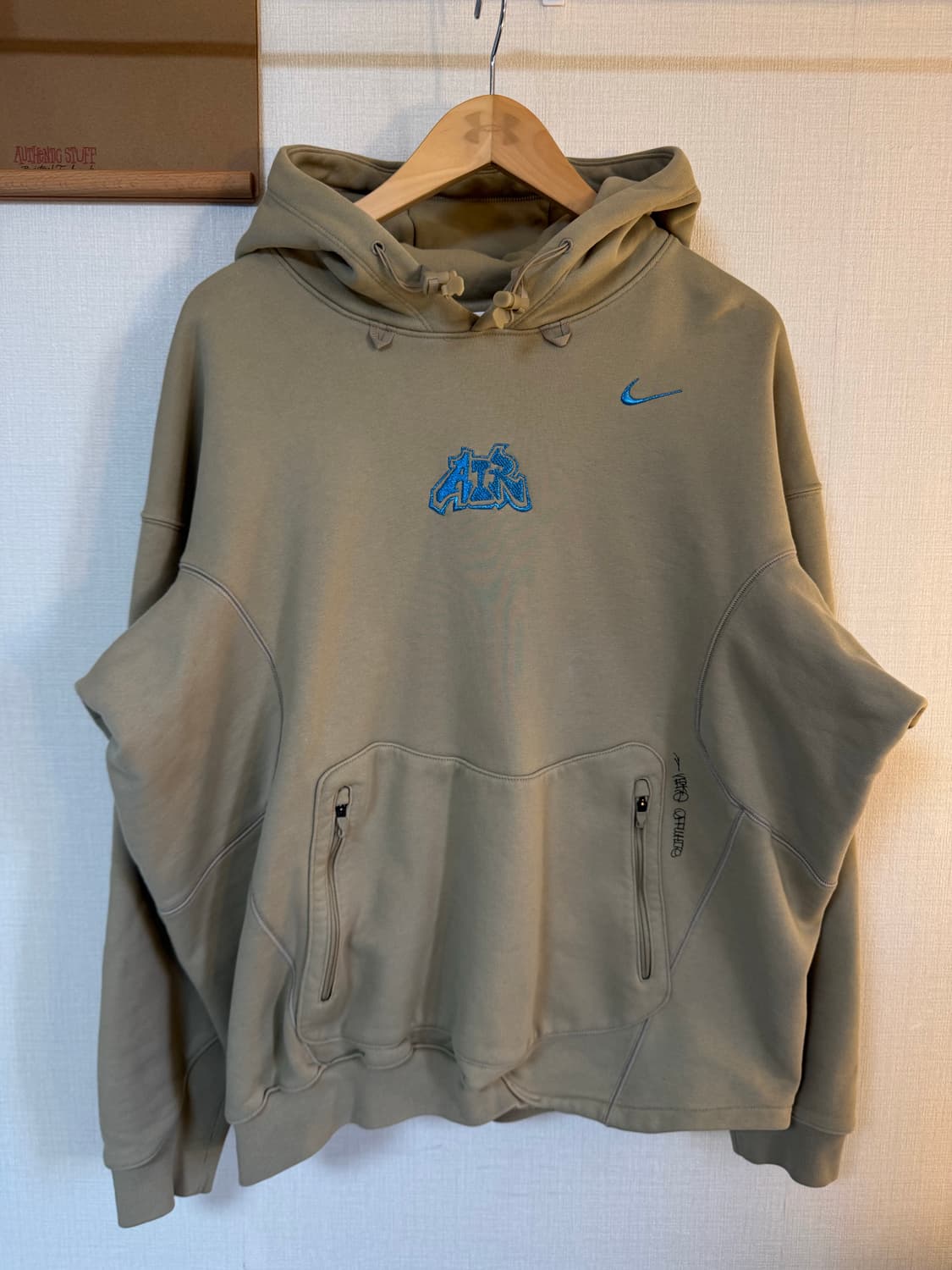 [L]나이키x오프화이트 후드키 카키 상품이미지1