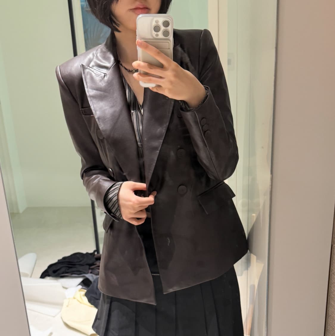 Zara leather jacket slim fit 자라 가죽 자켓 슬림 상품이미지1