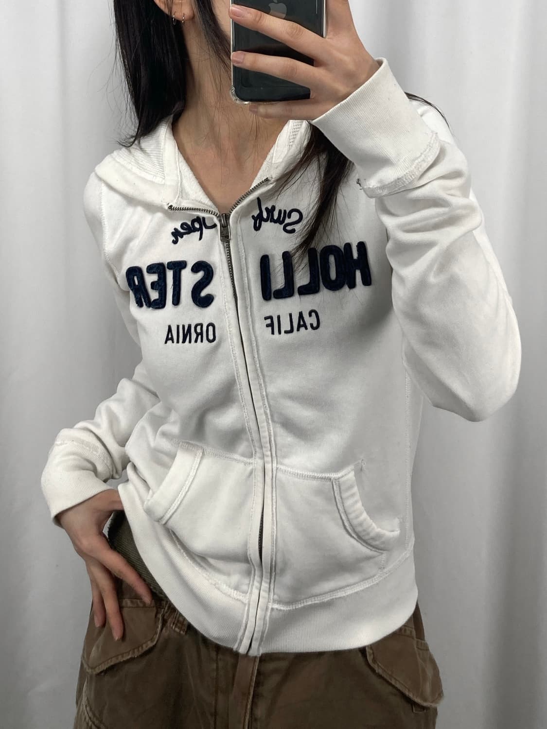 홀리스터 화이트 후드집업 상품이미지2