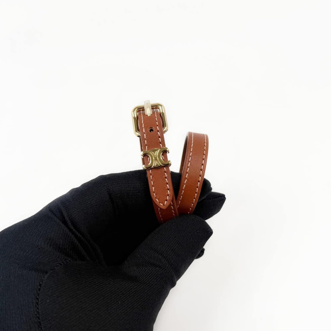 (정품 100%) 셀린느 트리오페 레 퀴르 더블 가죽 팔찌 460SF3B 상품이미지5