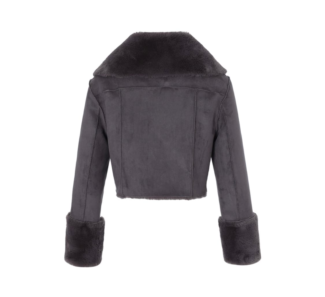 새상품)) 낫유어로즈 리버시블 세일러 무스탕 차콜 *장원영 착용 상품이미지2