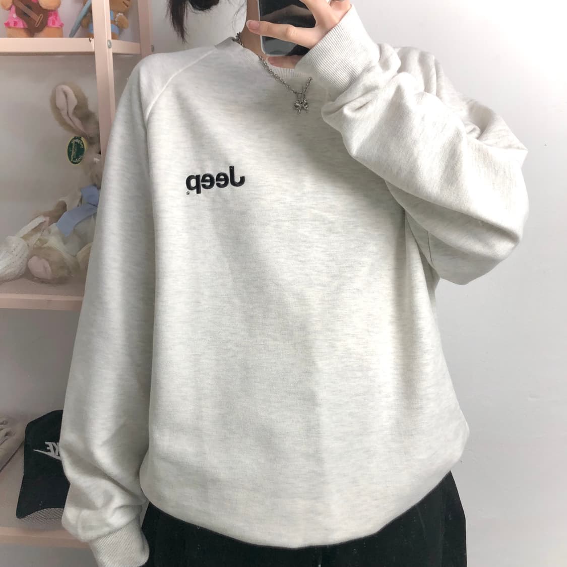 지프 백멜란지 동그리 맨투맨 상품이미지3