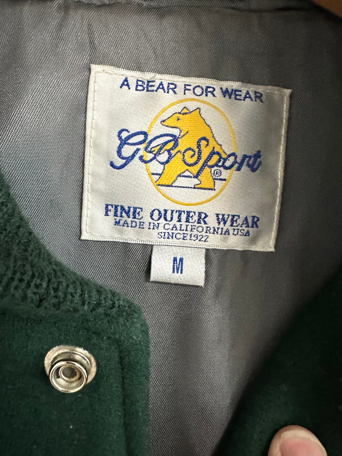 골든베어 바시티 자켓 M(그린X크림) 상품이미지2