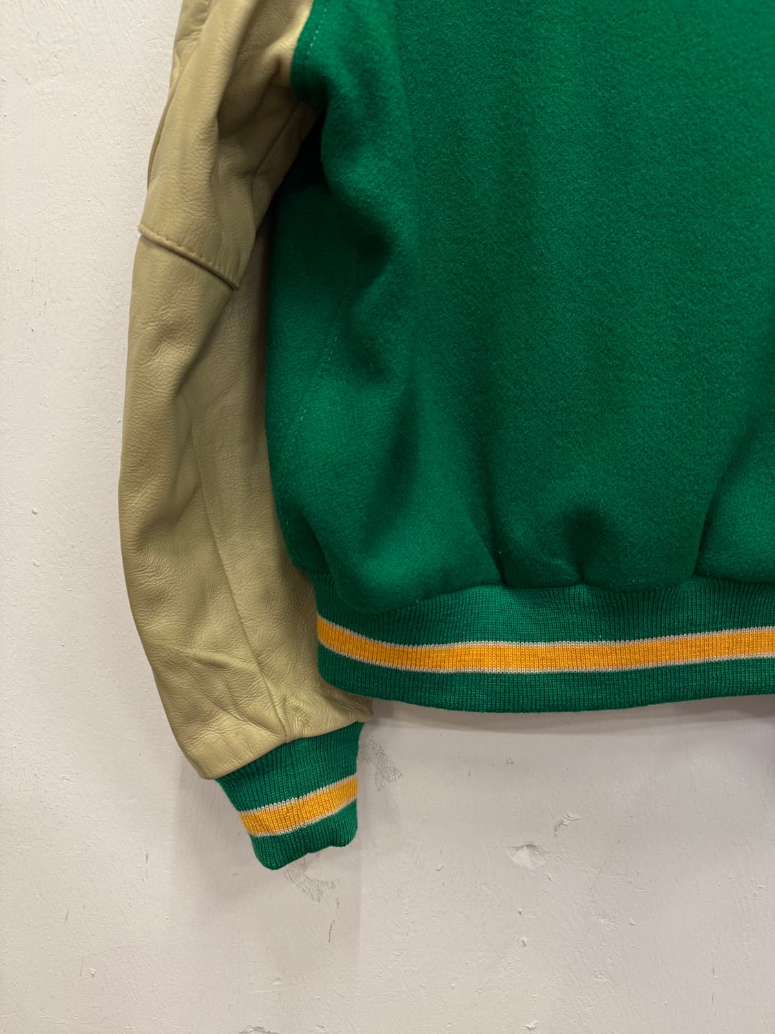 (L) Dehen 데헨 Leather Arm Varsity Jacket 상품이미지7