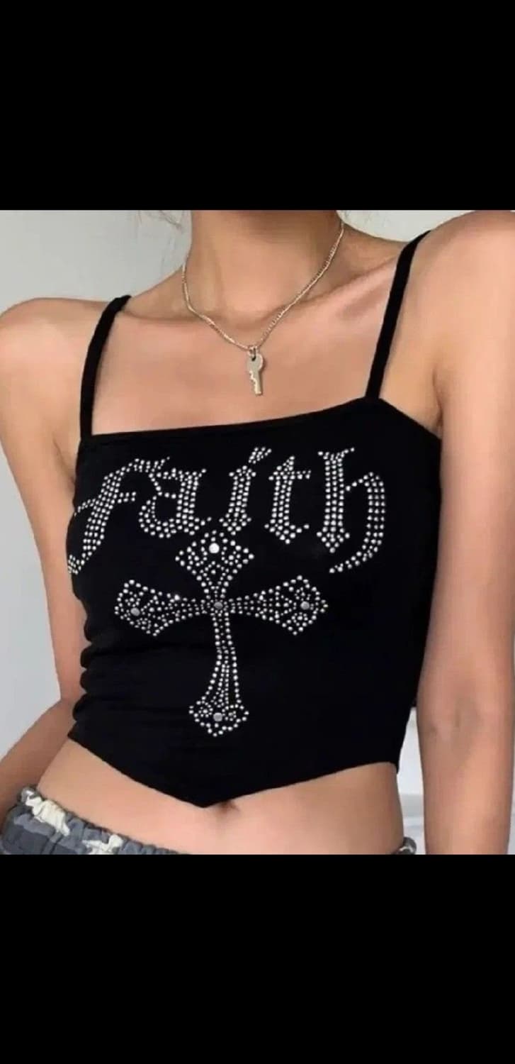 스젠 y2k 갸루 브이컷 슬리브리스  상품이미지1