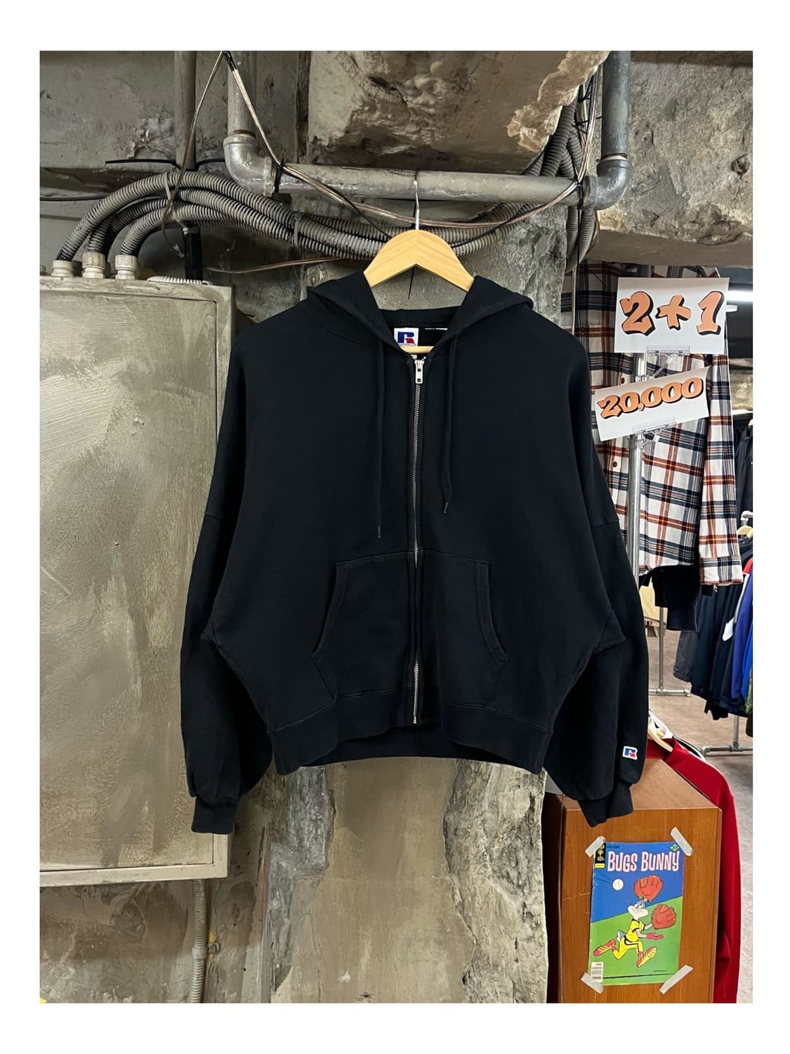 러셀 USA 후드집업 블랙 M #csz3424 상품이미지1