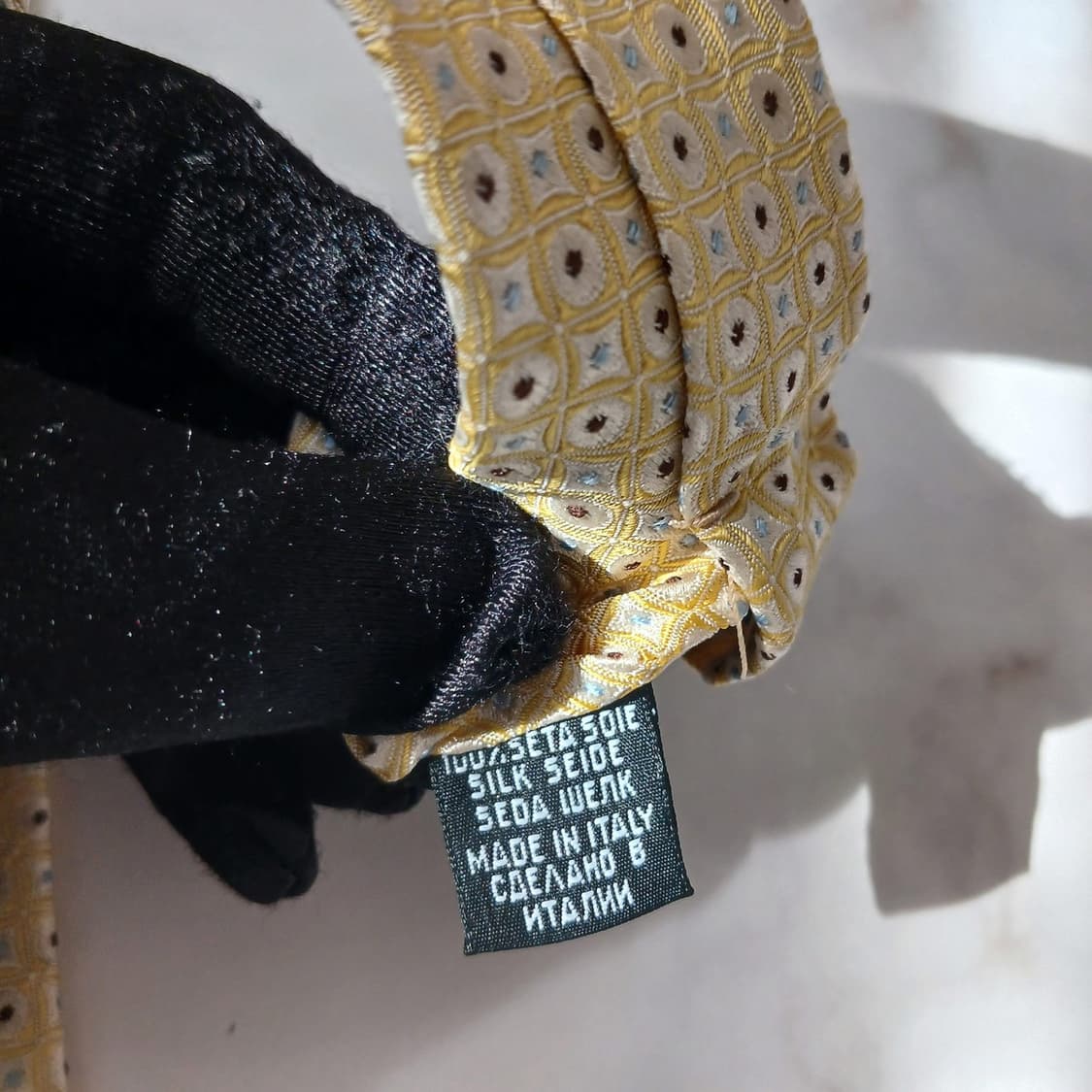 휴고보스 실크 옐로 지오메트릭 패턴 넥타이 8.6cm A등급 A18852 상품이미지8