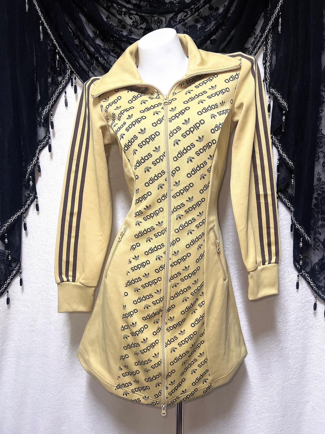 아디다스 베이지 브라운 져지 저지 집업 투웨이원피스 삼선 트랙 올드스쿨 상품이미지1