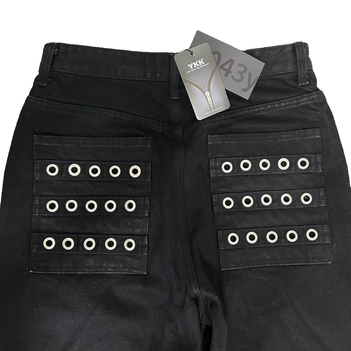 [새상품] 비엑세스 Eyelet Button Black Jeans 0 상품이미지3