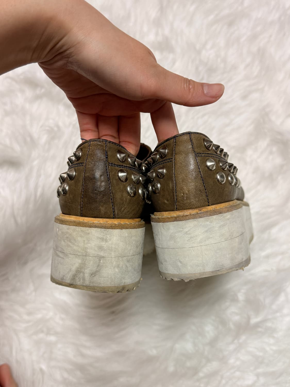 레어 /프라다 아이코닉 스파이크 스터드 플랫폼 옥스퍼드 슈즈(EU 38) 상품이미지3