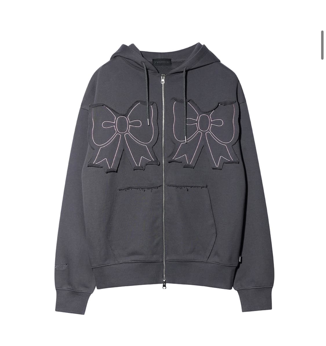 유희 리본 후드 집업 차콜 상품이미지1