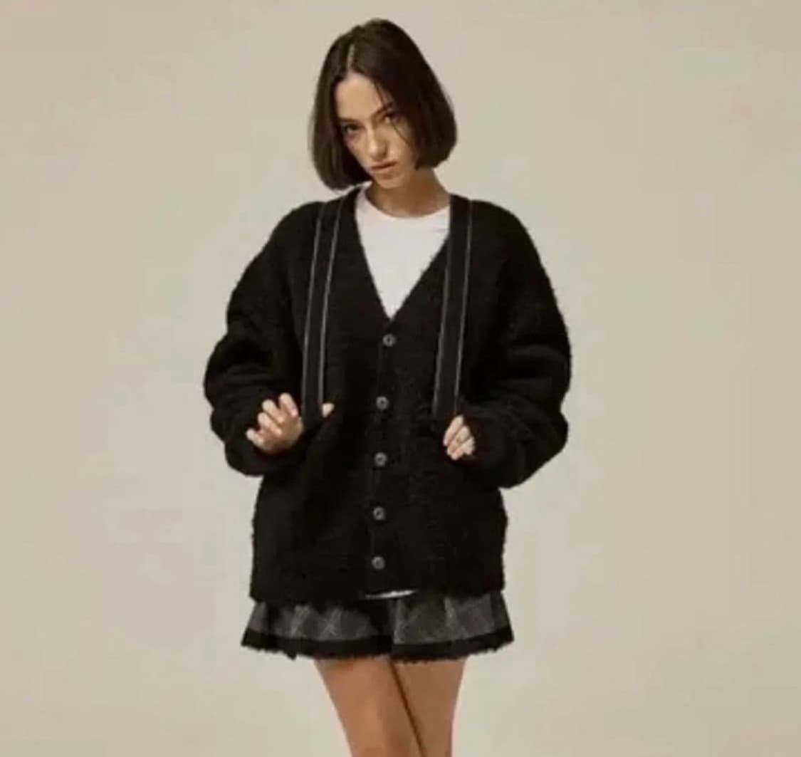 쓰리타임즈 푸들 가디건 블랙 상품이미지3