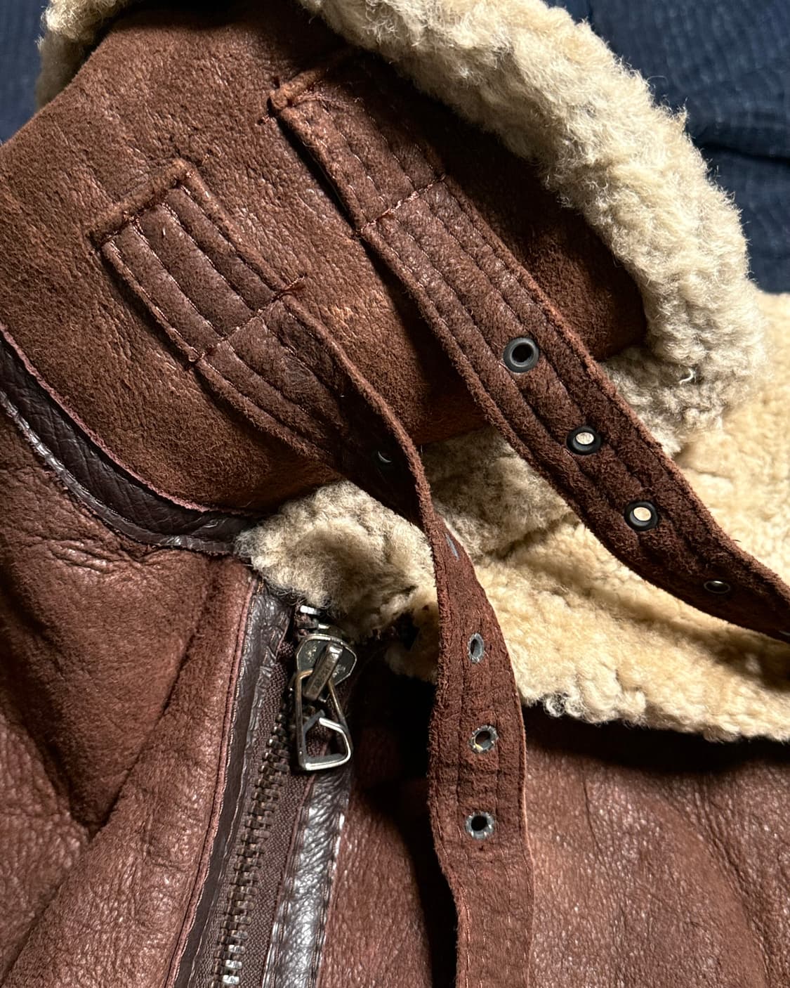 80-90‘s 빈티지 타입 B-3 시어링 레더 플라이트 자켓 L 상품이미지3