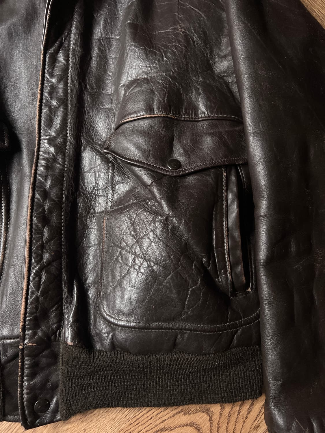 [L]7~80s USA 빈티지 쉐르파 라이닝 리얼레더 G-1 플라이트자켓 상품이미지3