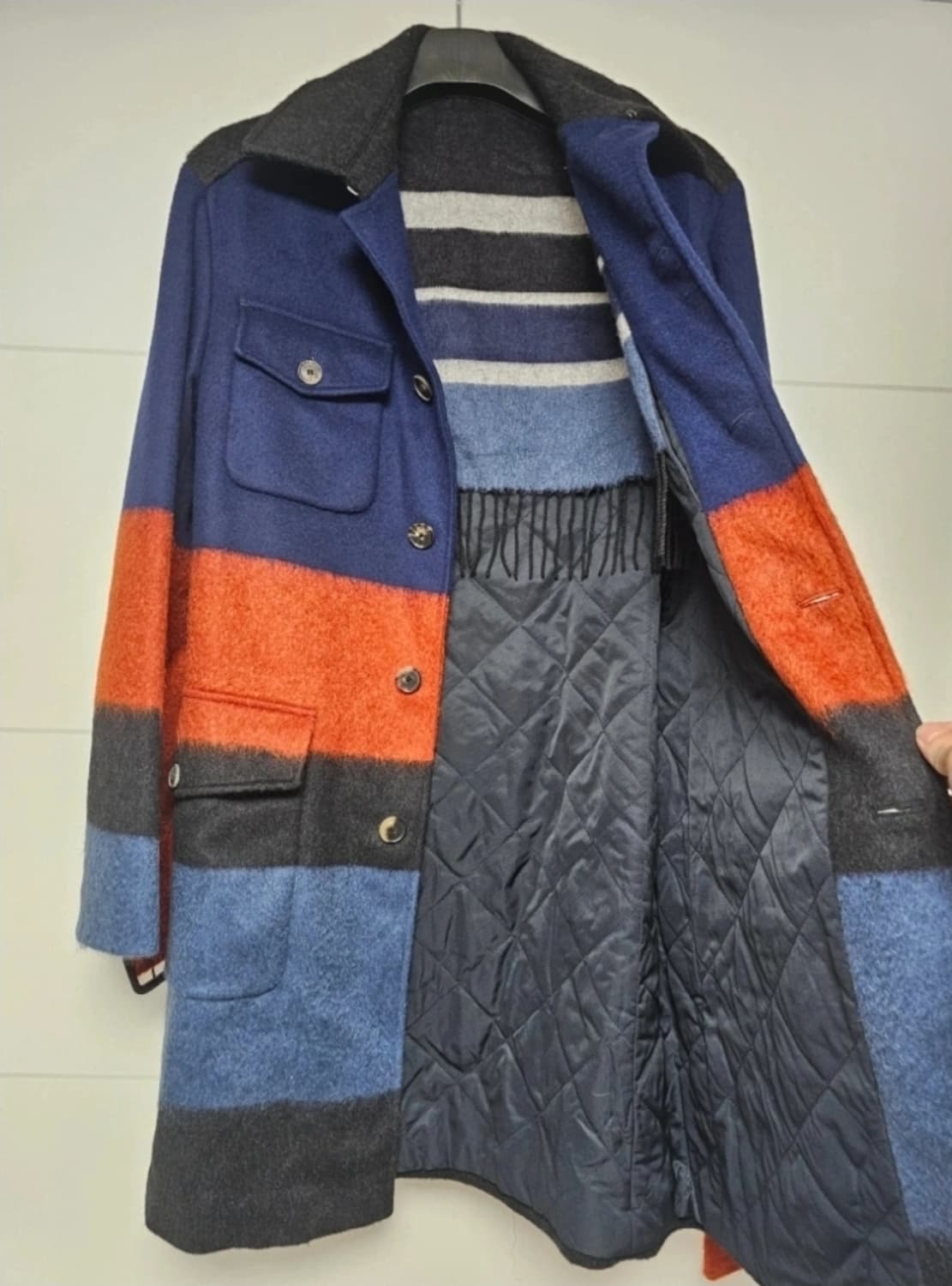 명품 페라가모 컬러블록 모헤어코트(105/럭셔리) 상품이미지8