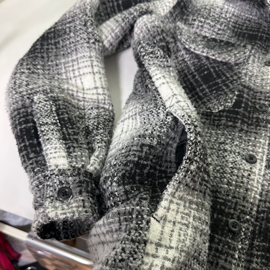 M 95-100 자라맨 오버핏 투포켓 옴브레체크 플란넬점퍼 상품이미지2