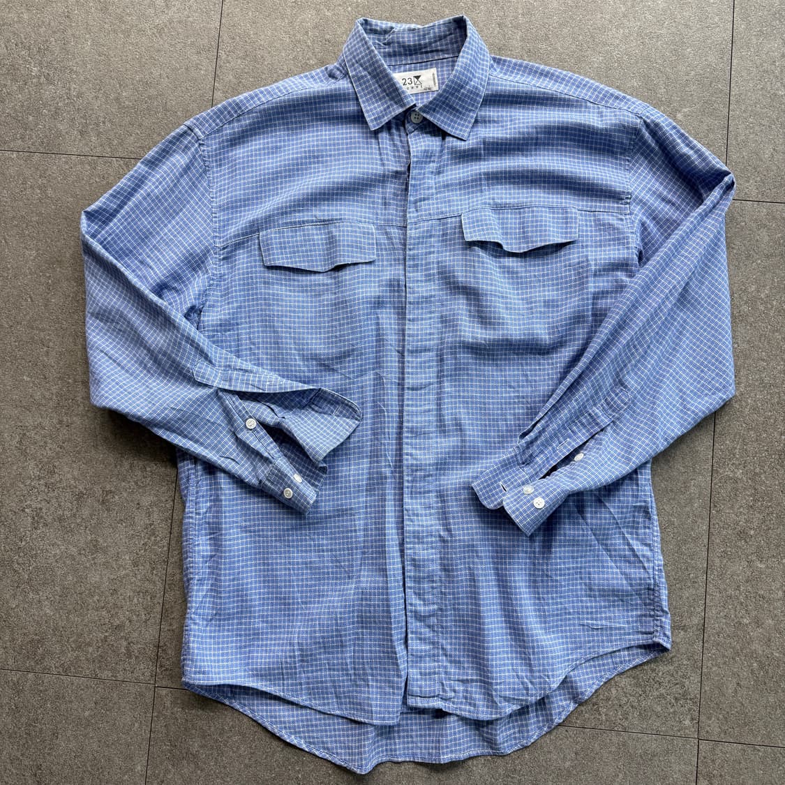  23HOMME 블루 체크 셔츠 상품이미지4