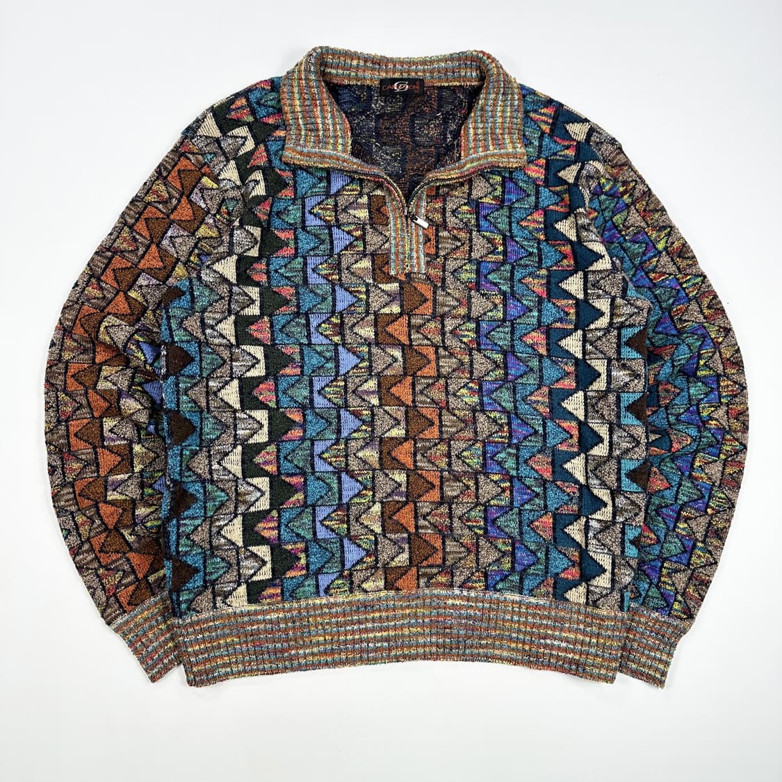 VTG 빈티지 그래픽 하프넥 니트 스웨터 M 상품이미지1