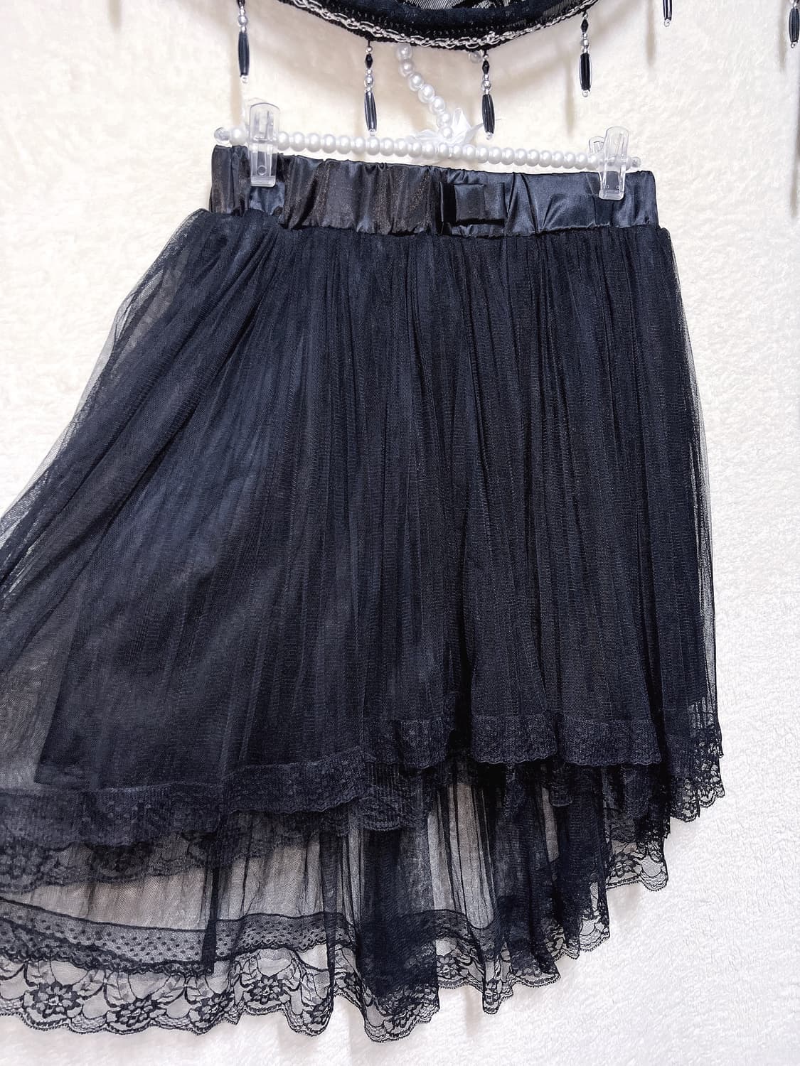 로맨틱고딕 고스로리 펑크 블랙 레이스 언발 샤스커트 튜튜 공겜 핀터페어리 상품이미지7