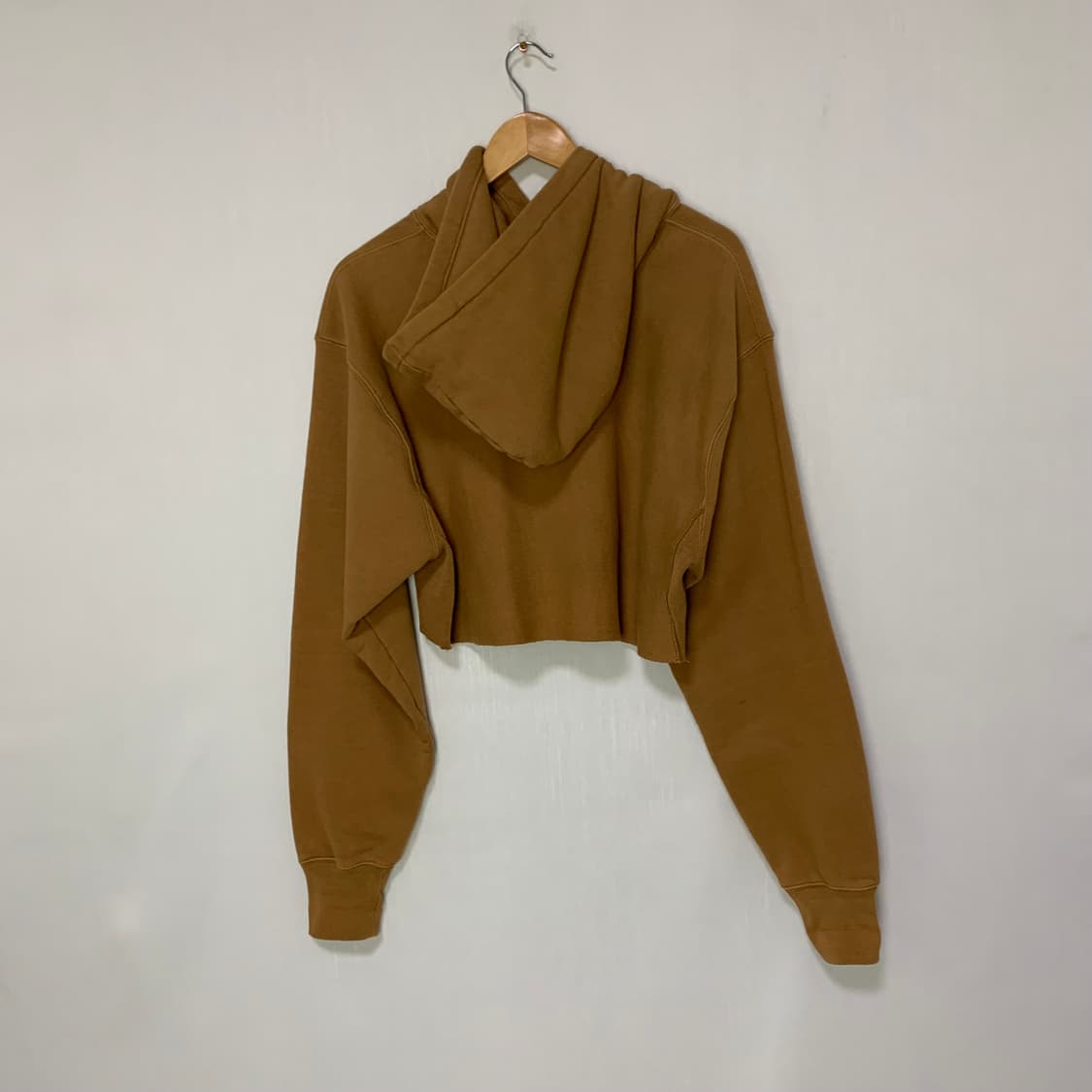 챔피온 레이어드 크롭 후드티 카멜 루즈핏 S 상품이미지3