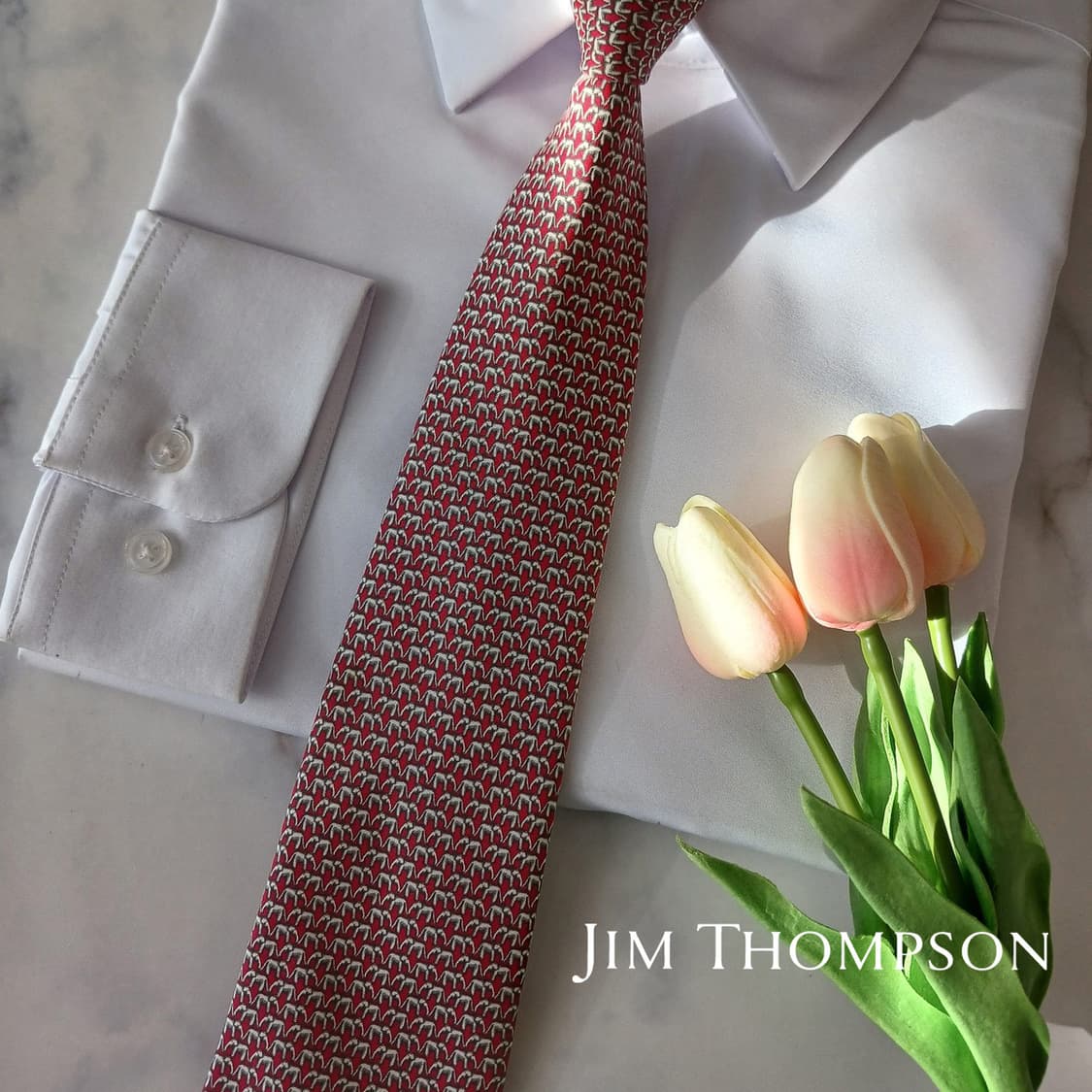 짐톰슨 실크 레드 코끼리 패턴 넥타이 8.7cm A+등급 A19047
 상품이미지1