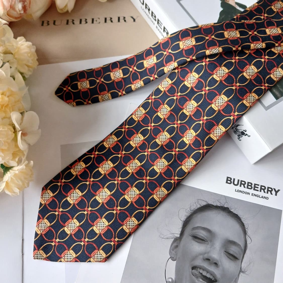 버버리 네이비 노바체크 모티브 넥타이 9.5cm A+~A등급 E922 상품이미지4