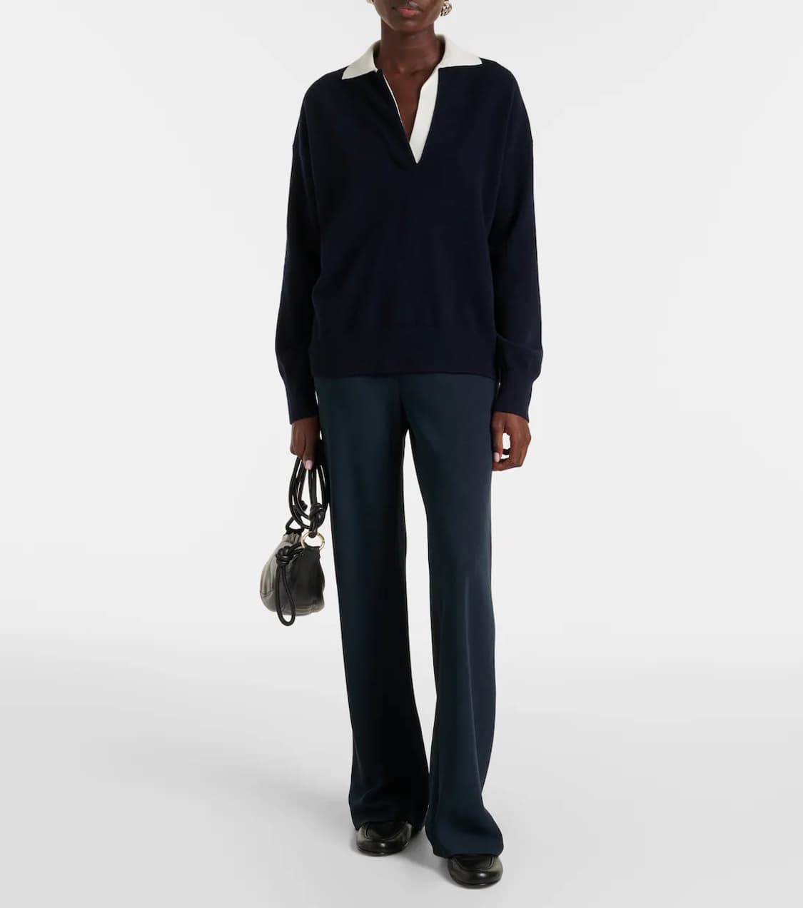 (정품)빈스 VINCE 네이비 여성 폴로니트 상품이미지2